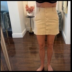 Chic Tan Button-Up Mini Skirt